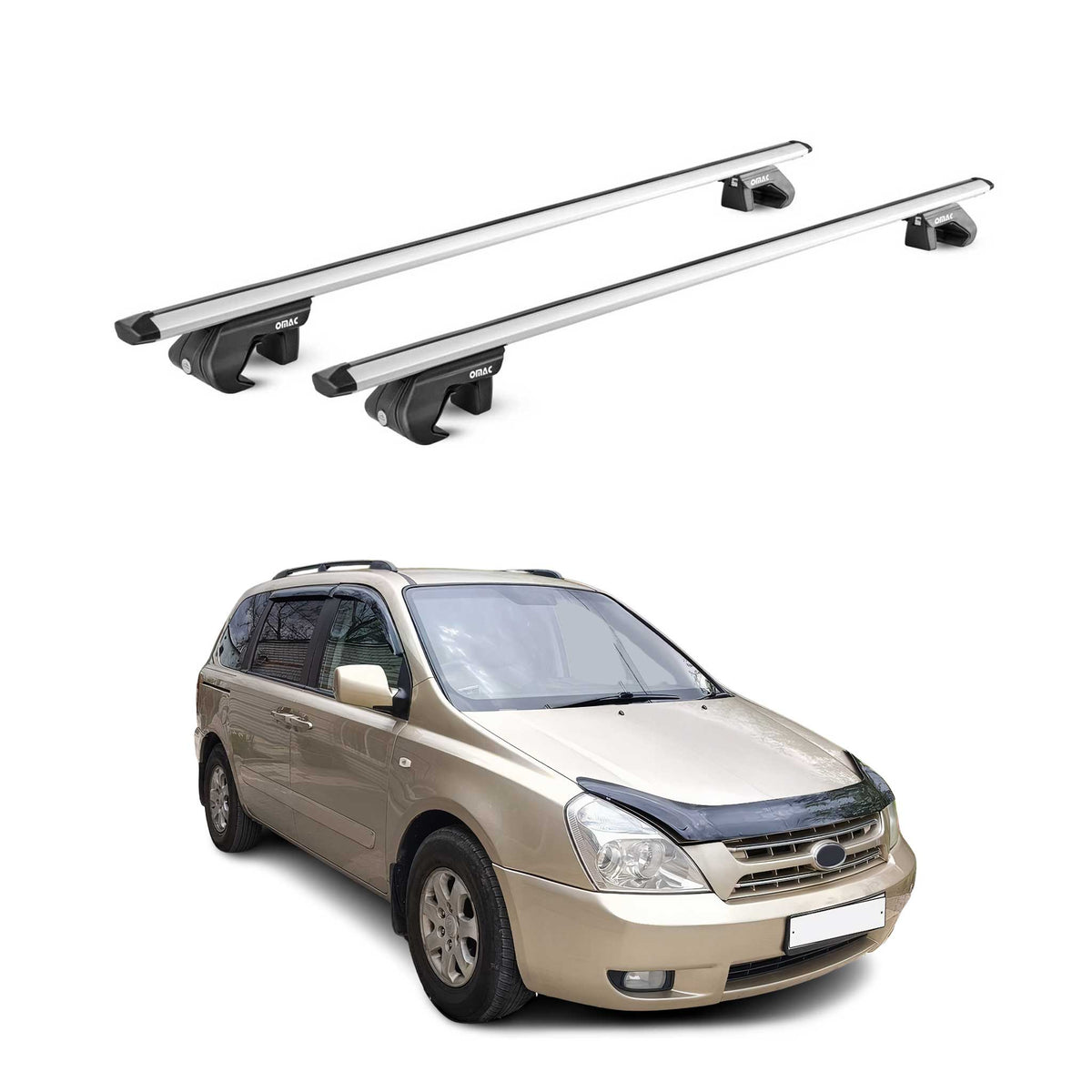 Barres de toit transversales ABE pour Kia Grand Carnival VQ 2006-14 Alu Gris 2x
