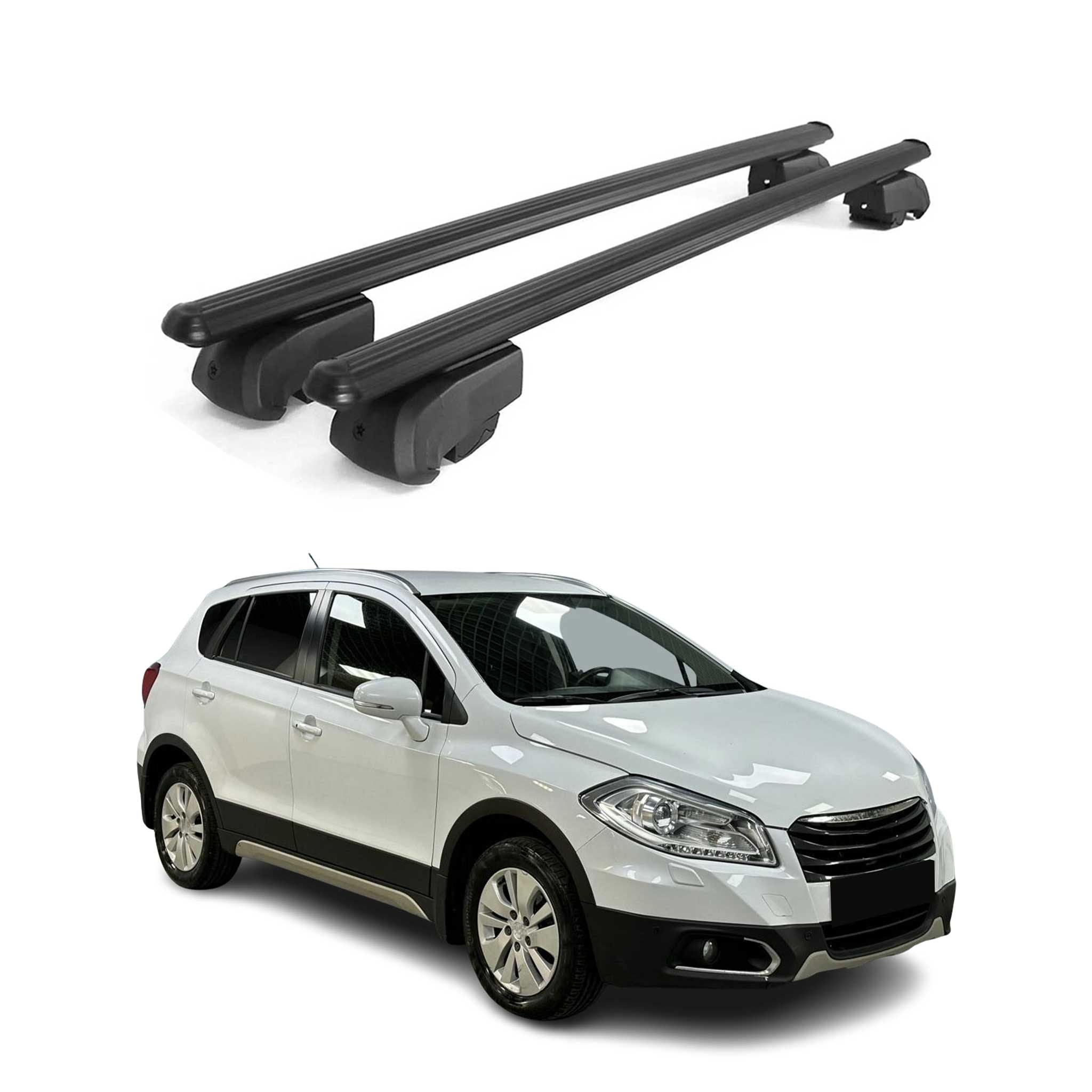 Barres de toit Transversales pour Suzuki SX-4 S-Cross 2013-2023 Alu Noir ABE