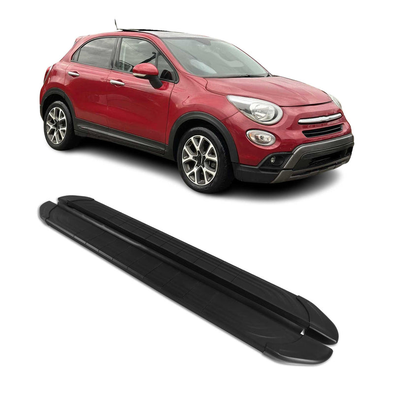 Marchepieds Latéraux pédale pour Fiat 500X 2015-2025 2Pcs Aluminium Noir