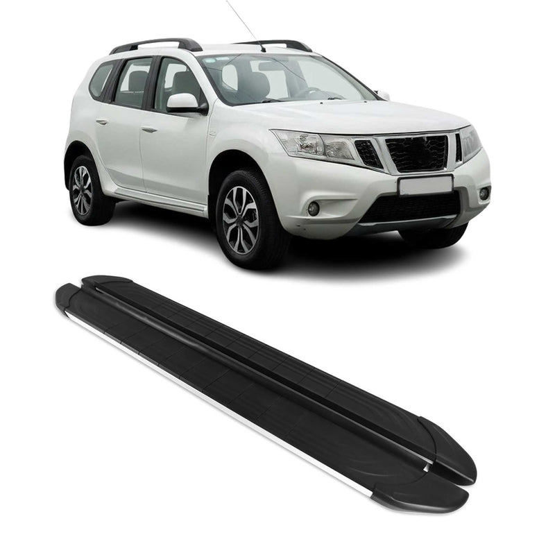 Marchepieds Latéraux pour Nissan Terrano 2012-2020 Aluminium Gris Noir 2Pcs