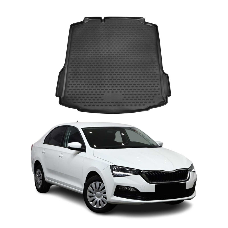 Tapis de Coffre pour Skoda Rapid Berline 2017-2019 Noir TPE
