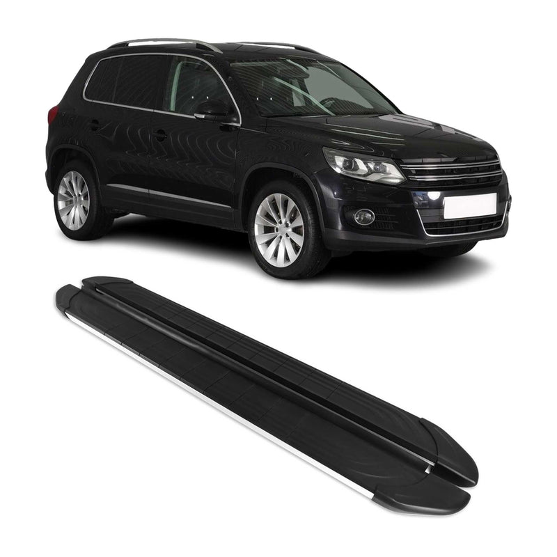 Marchepieds Latéraux pédale pour VW Tiguan 2007-2016 Aluminium Gris Noir 2Pcs