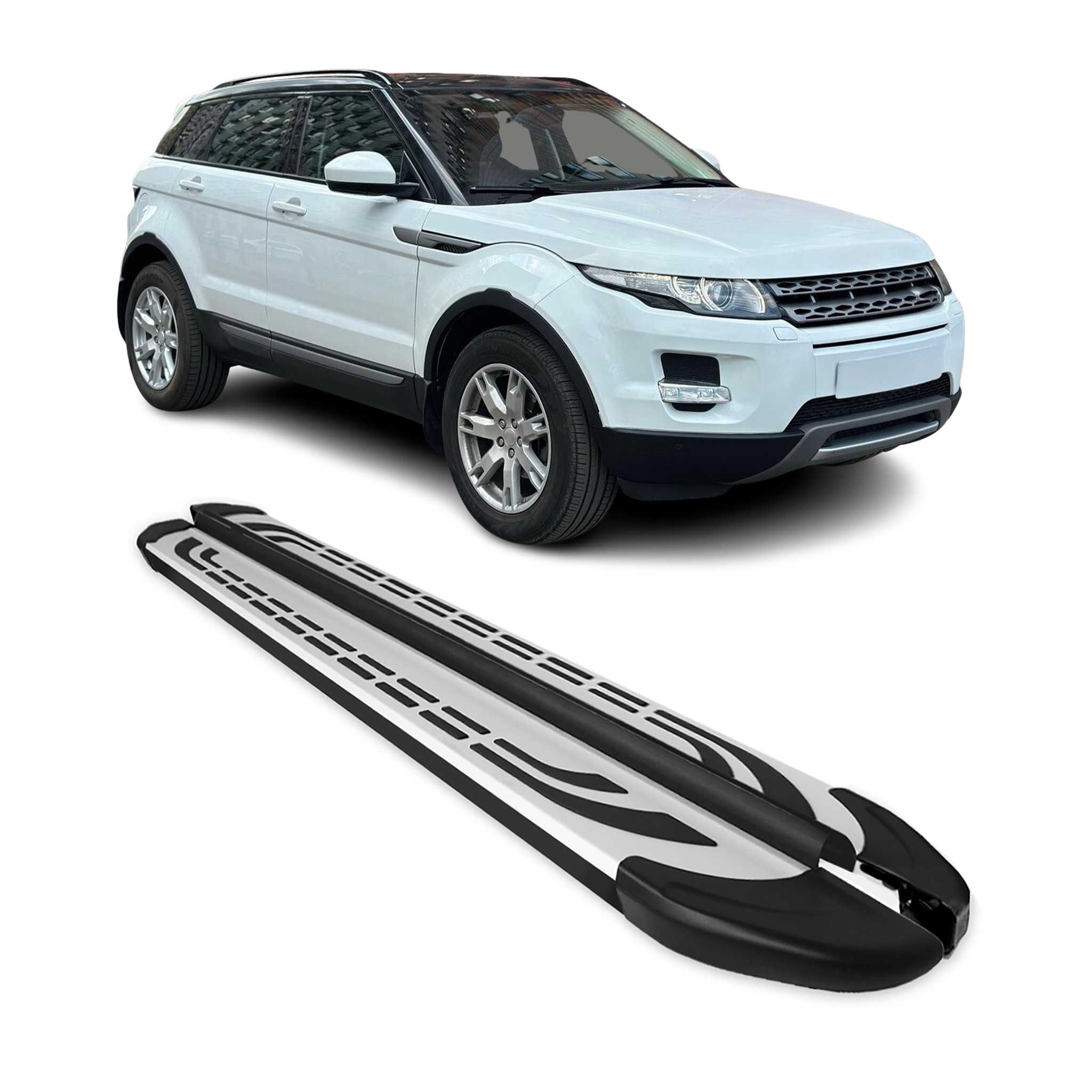 Marchepieds Latéraux pour Range Rover Evoque 2011-2018 Aluminium Gris Noir 2Pcs
