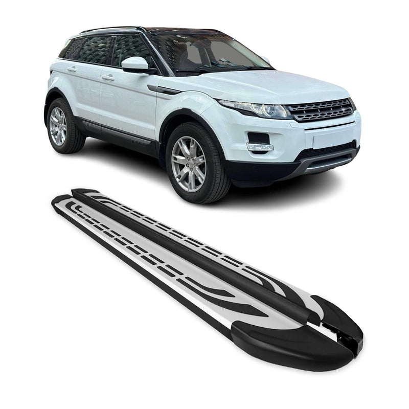 Marchepieds Latéraux pour Range Rover Evoque 2011-2018 Aluminium Gris Noir 2Pcs