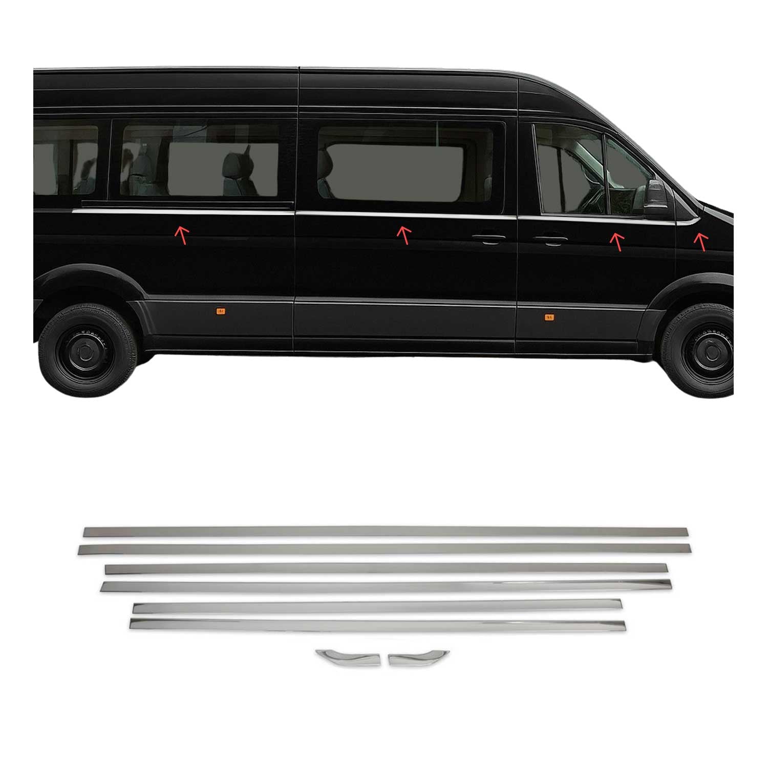 Garniture de Fenêtre pour VW Crafter L2 2017-2026 Acier Inox 8Pcs