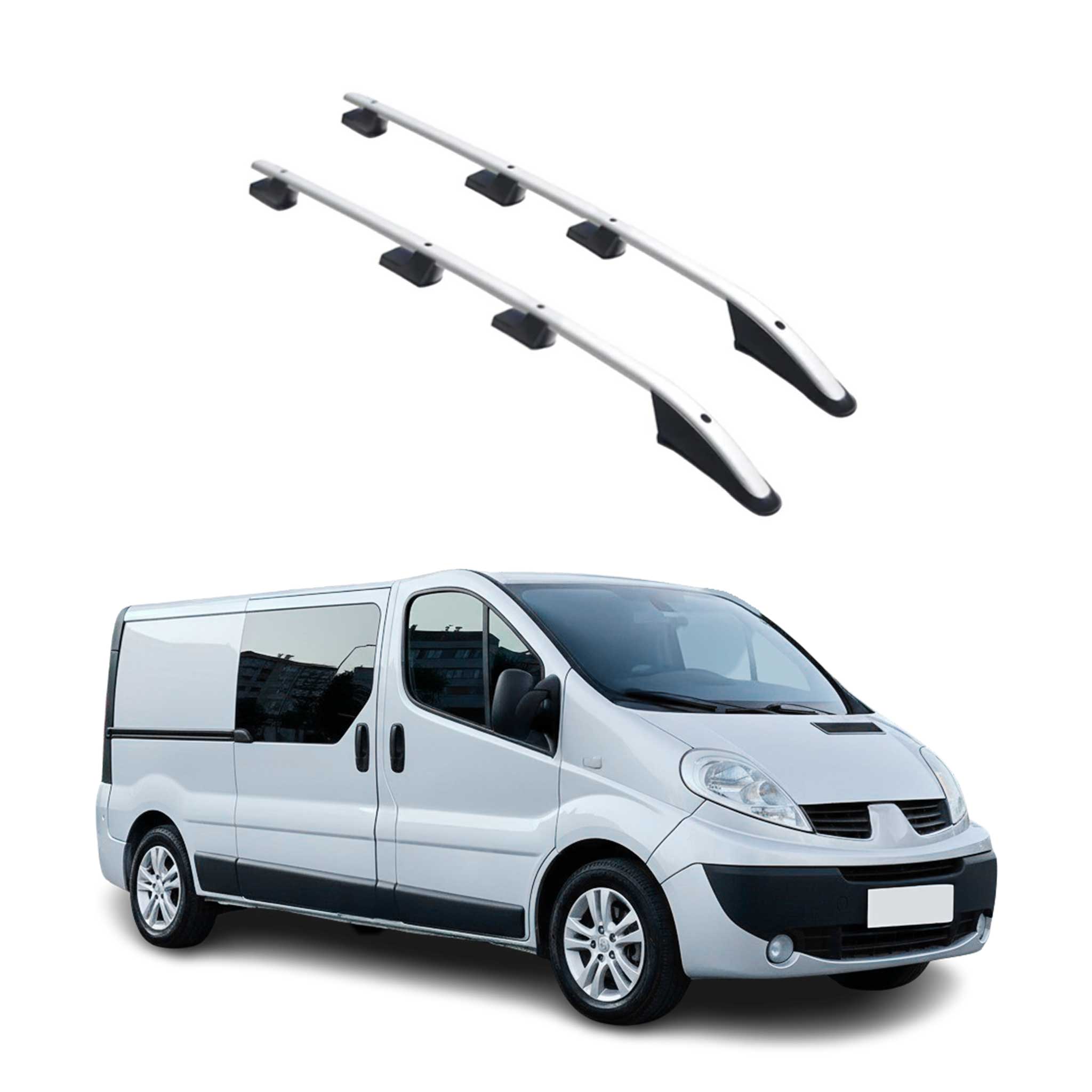 Barres de toit longitudinales pour Renault Trafic / Opel Vivaro 2001-14 L2 Gris