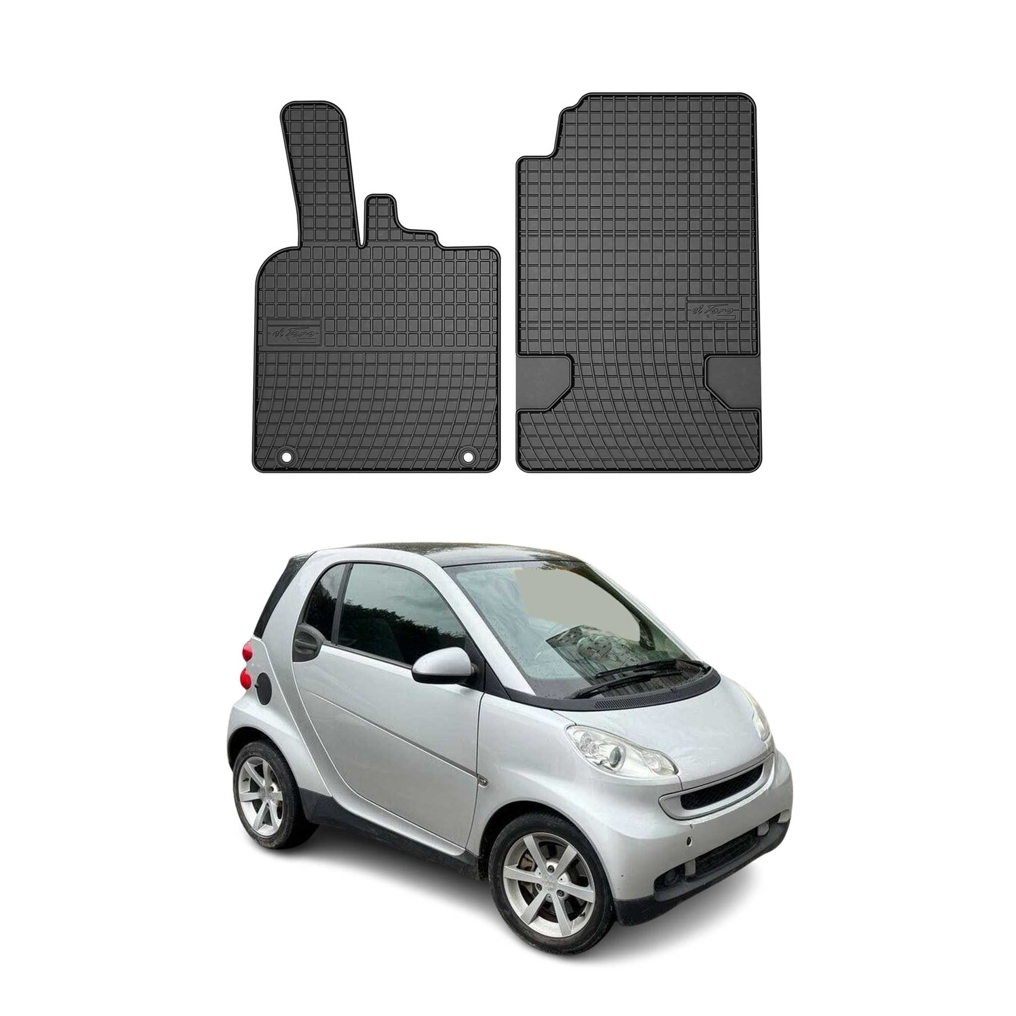 Tapis de Sol pour Smart Fortwo 2007-2014 Caoutchouc Noir