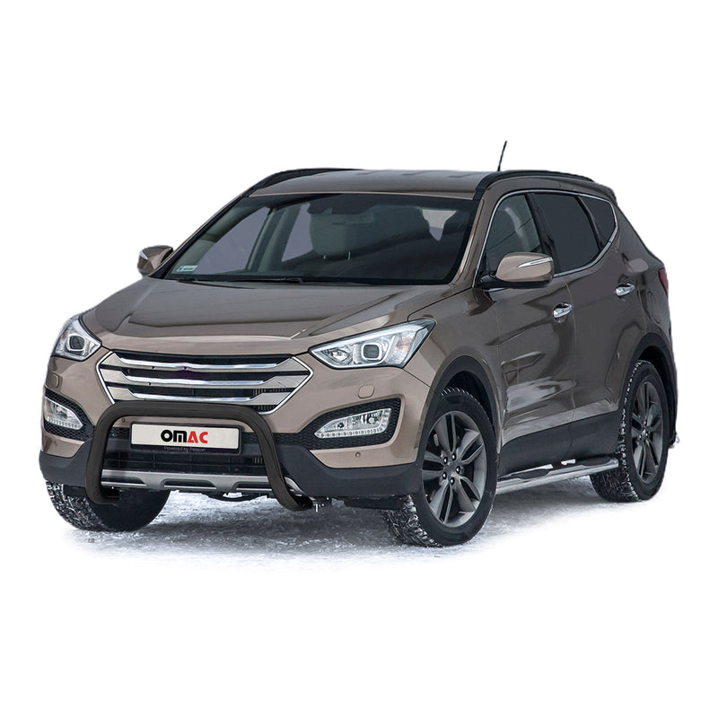 Pare-Buffle Avant Pour Hyundai Santa Fe 2012-2018 Acier Inox Noir