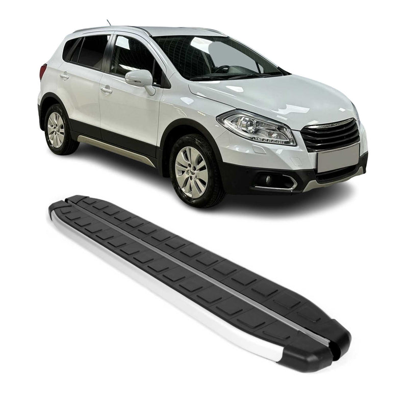Marchepieds Latéraux pour Suzuki S-Cross 2013-2020 Aluminium Noir Gris 2Pcs