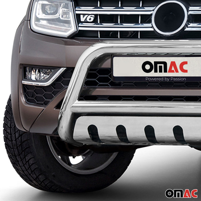 Pare-Buffle Avant Pour VW Amarok 2016-2020 Argent en Acier Inoxy