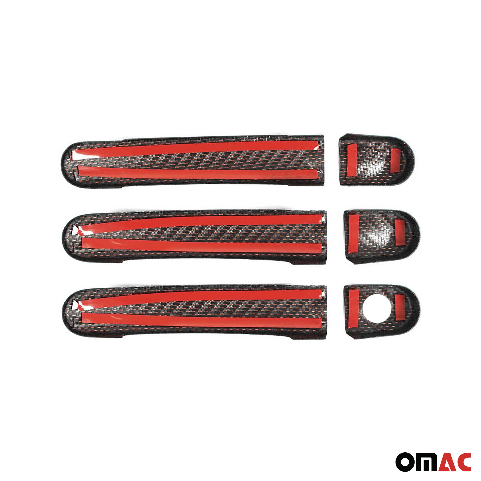 Couverture poignée de porte pour VW Caddy III 2003-2015 3Portes carbone Rot 6Pcs