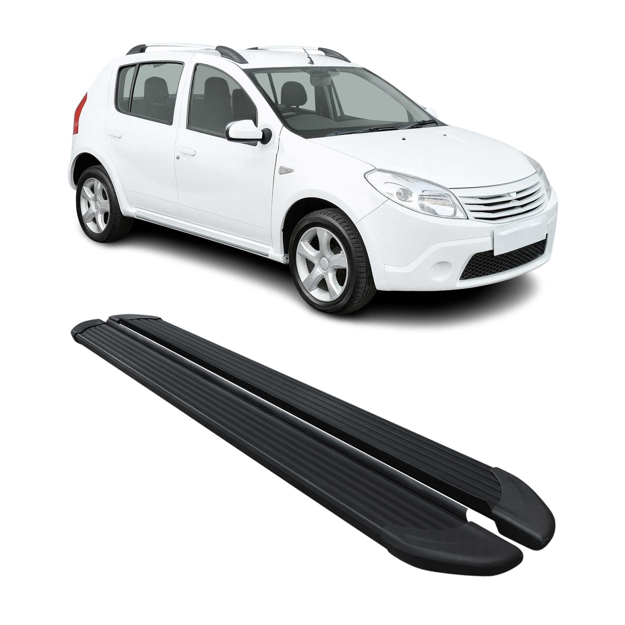 Marchepieds Latéraux pour Dacia Sandero Stepway 2007-2012 Aluminium Noir 2Pcs