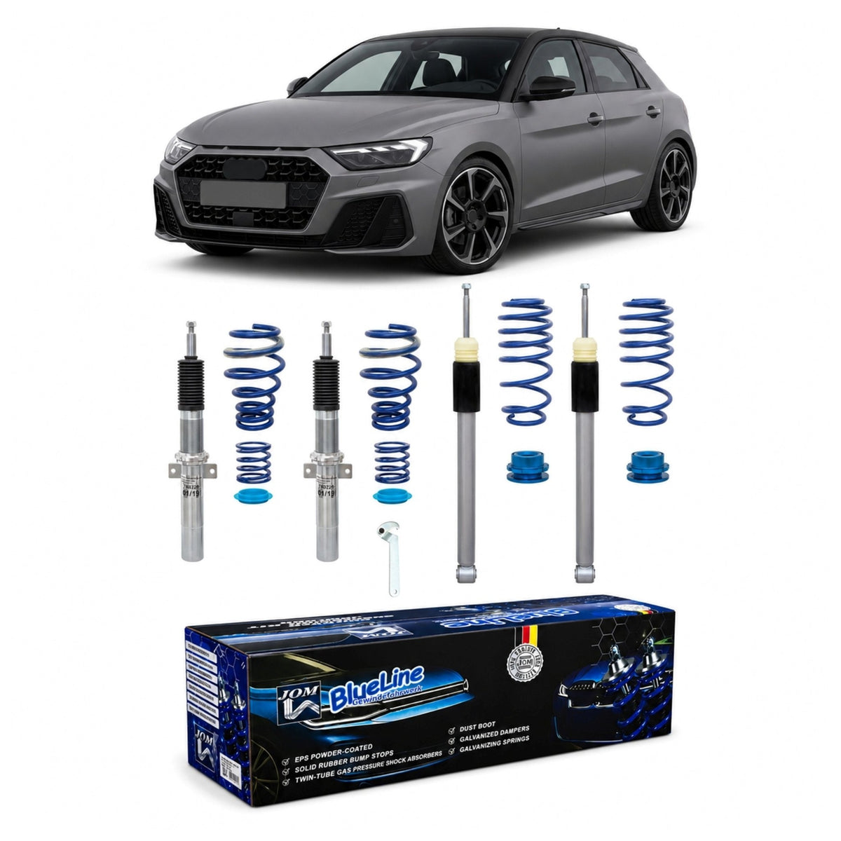 JOM BlueLine Combinés Filetés pour Audi A1 Sportback GB 25 30 TFSI / 35 TFSI