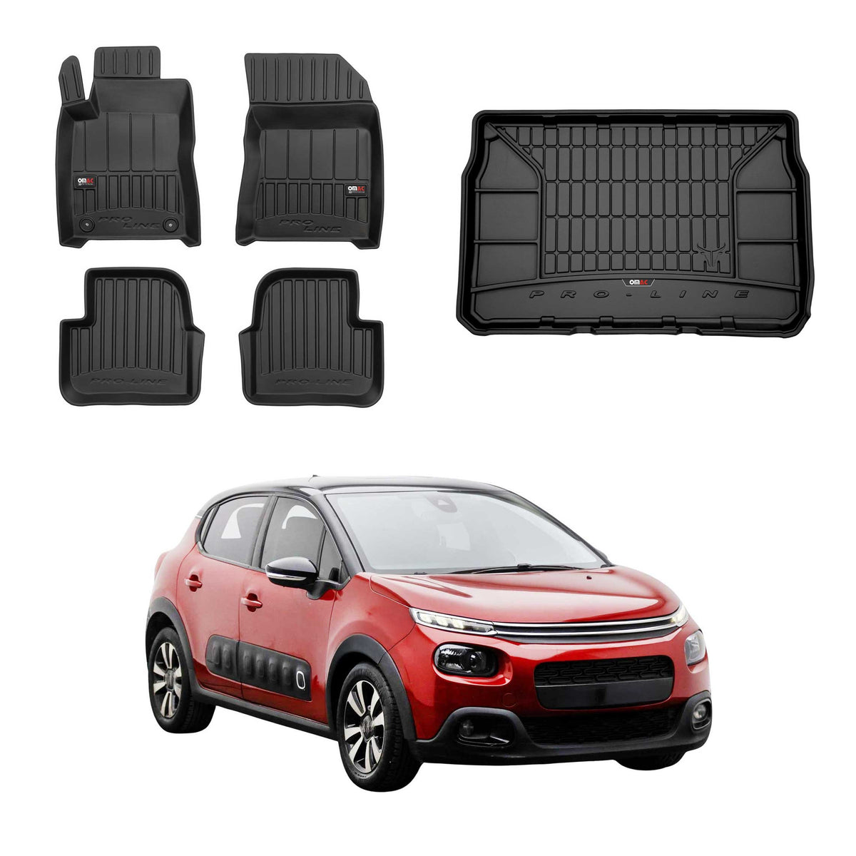OMAC Kit Tapis de Sol et Coffre pour Citroen C3 2016-2024 5 Portes