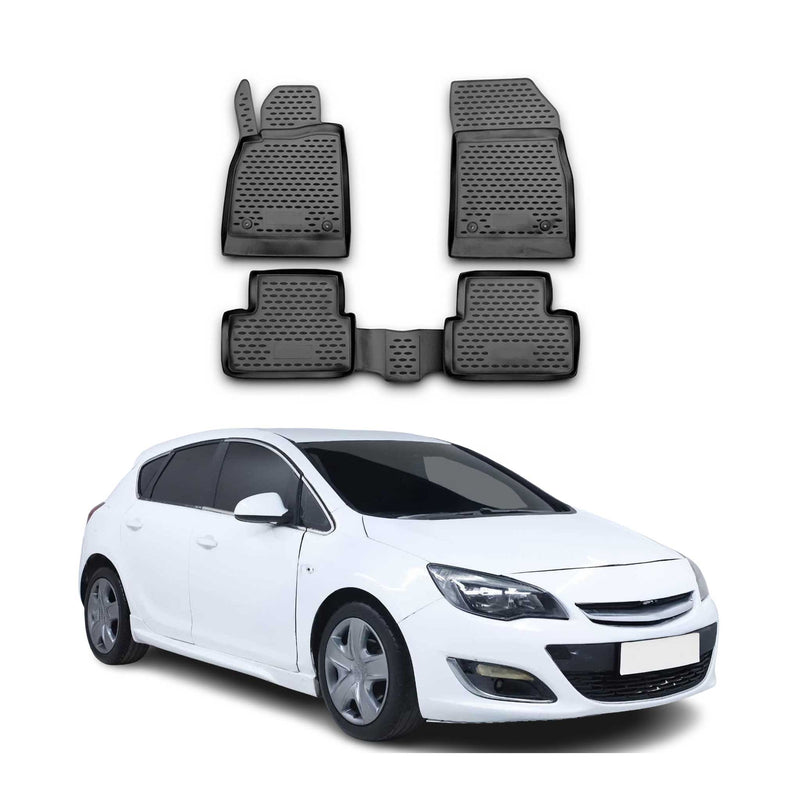 OMAC Tapis de sol pour Opel Astra J 2009-2015 sur mesure en caoutchouc Noir