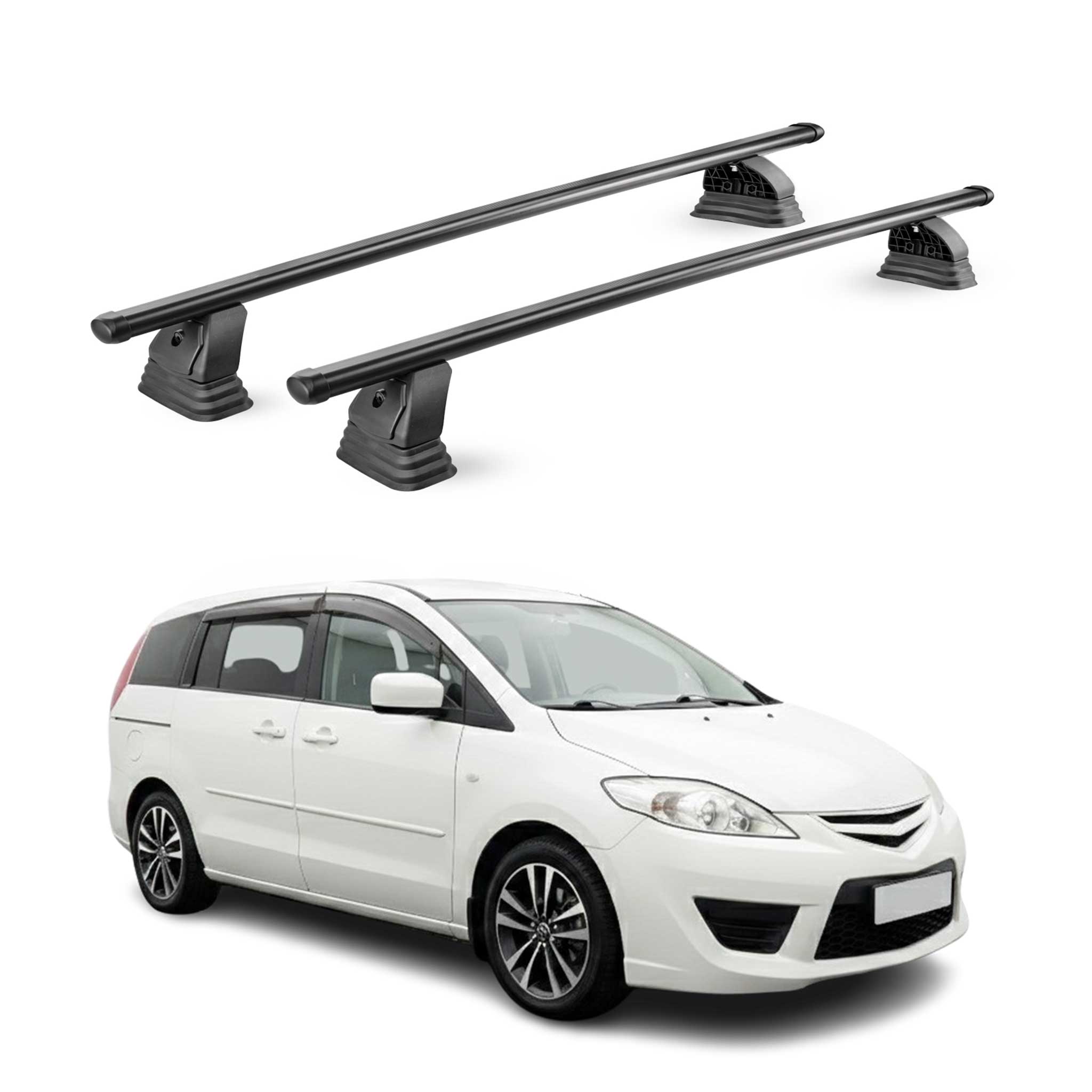 Barres de toit transversales acier pour Mazda 5 2005-2015 TÜV 75 kg Noir 2Pcs