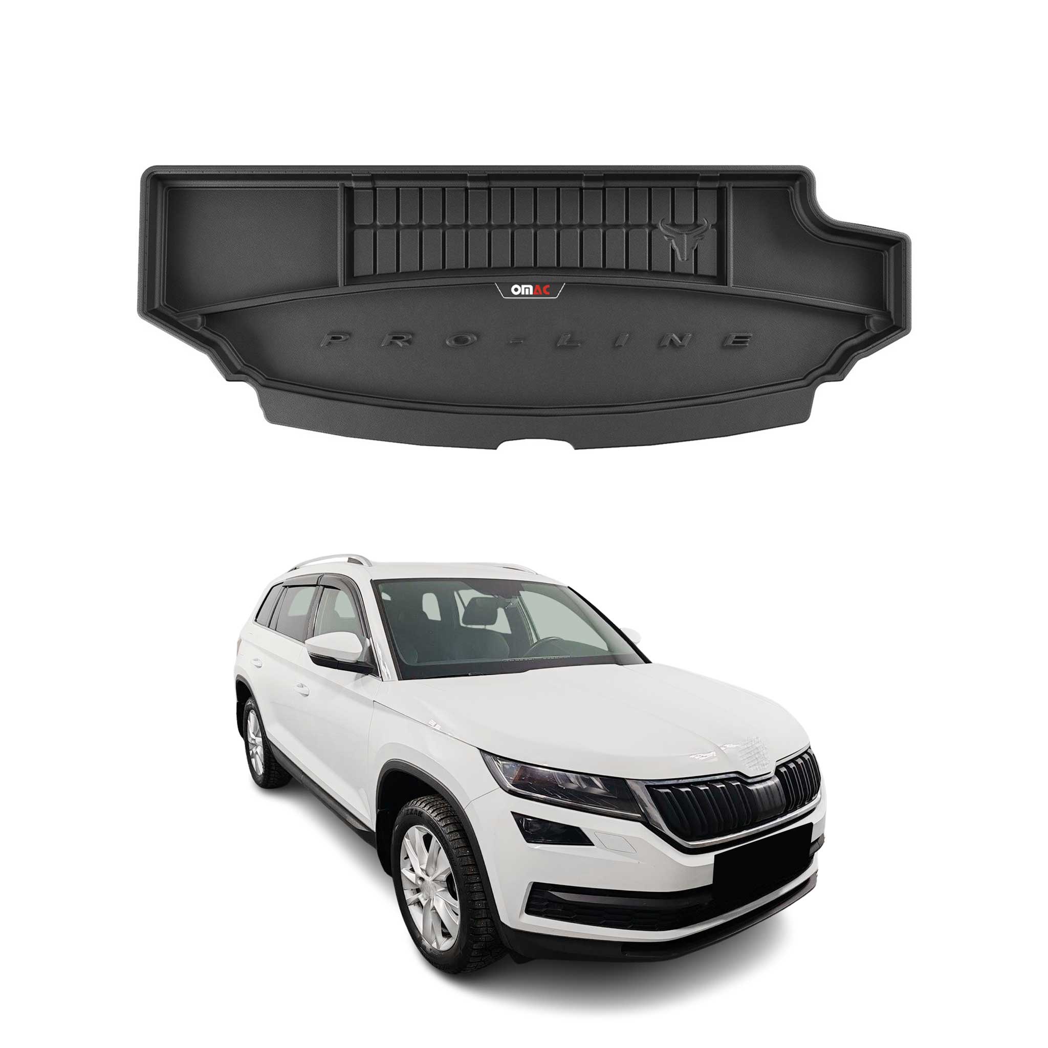 Tapis de Coffre pour Skoda Kodiaq 2016-2024 en Caoutchouc TPE Noir