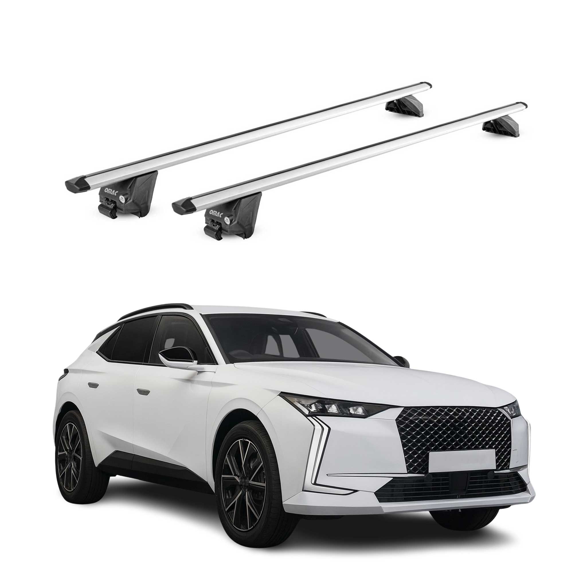 Barres de toit transversales pour DS 4 Cross 2021-2026 Alu Gris Argenté 2x ABE