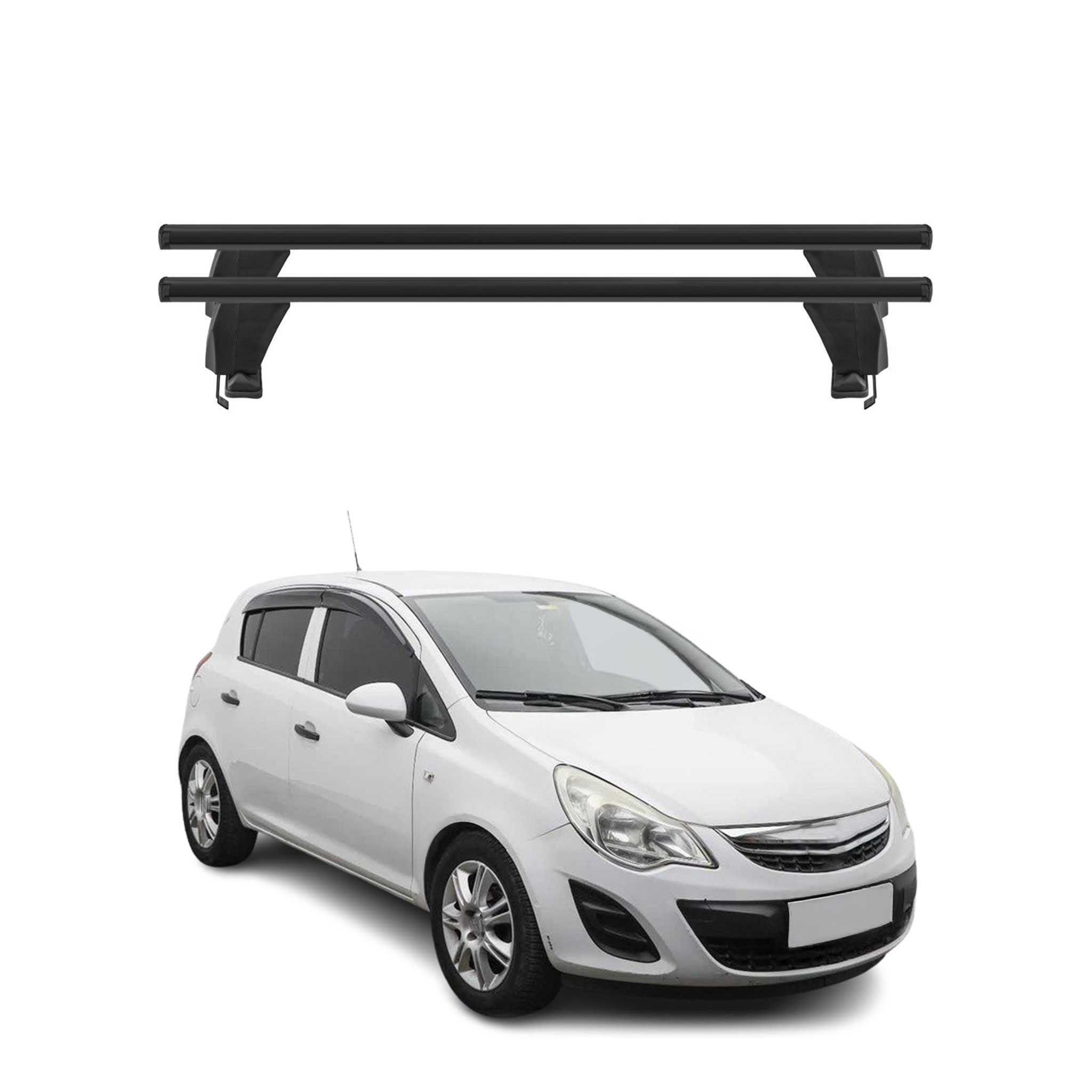 Menabo Barres de toit Transversales pour Opel Corsa 2011-2014 Alu Noir