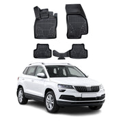 Tapis de sol pour Skoda Karoq 2017-2027 Noir 3D en Caoutchouc TPE 4Pcs