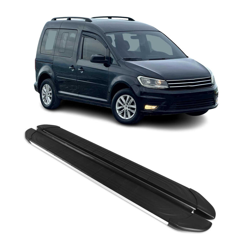 Marchepieds Latéraux pédale pour VW Caddy 2003-2020 L1 Aluminium Gris Noir 2Pcs