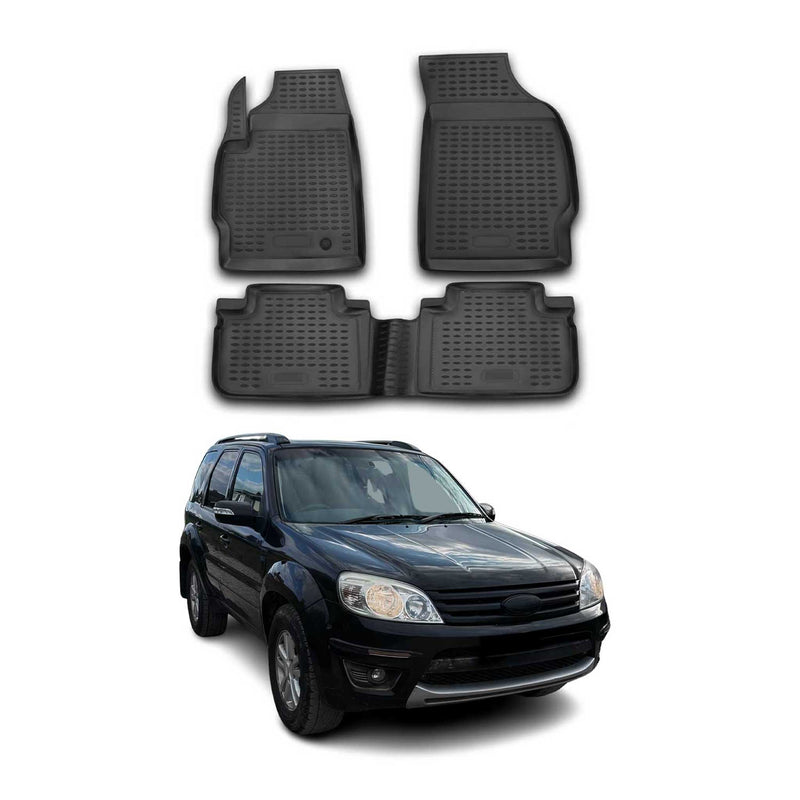 Tapis de sol pour Ford Kuga 2008-2012 en caoutchouc TPE 3D Noir 3Pcs