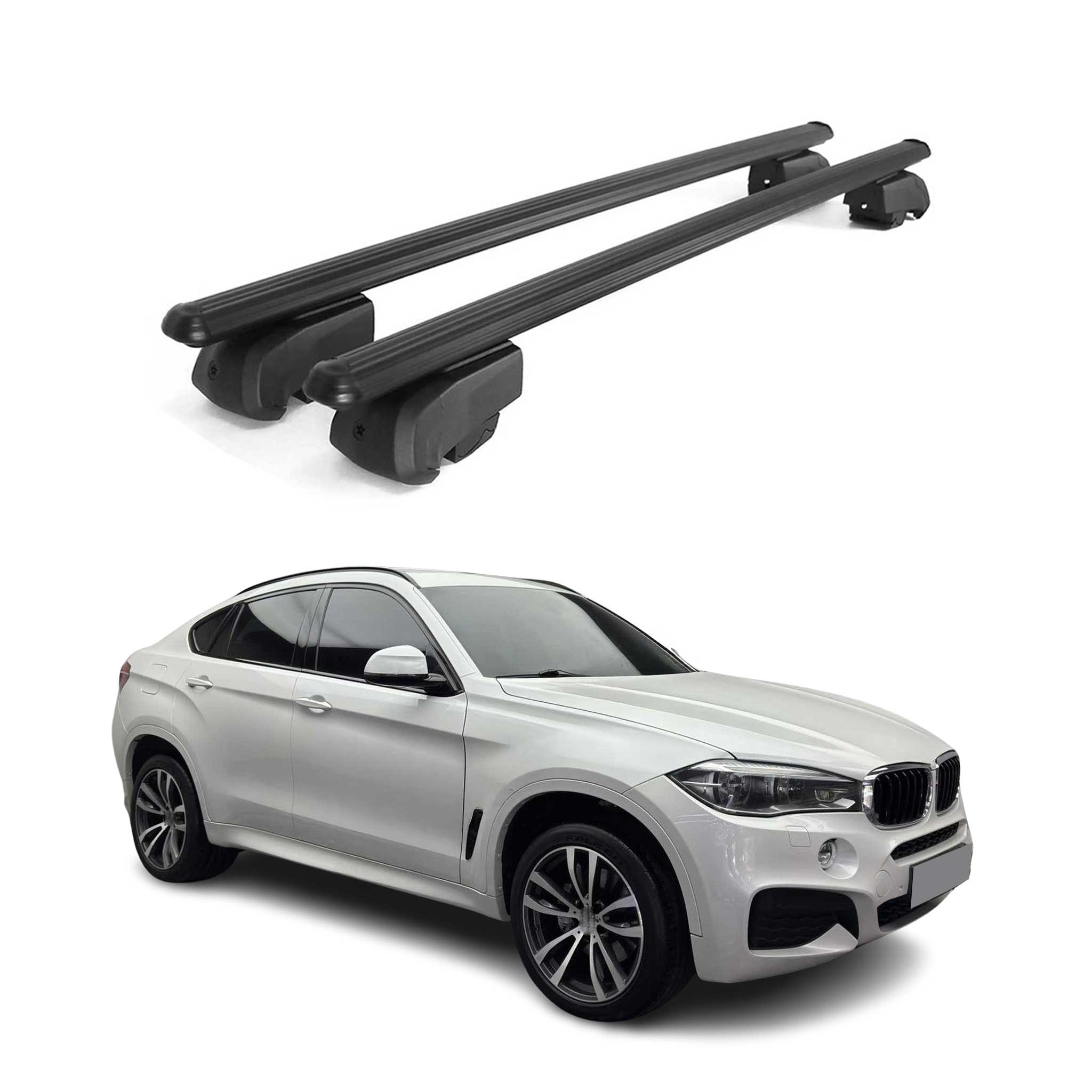 Barres de toit transversales pour BMW X6 F16 F86 2014-2019 2Pcs Aluminium Noir