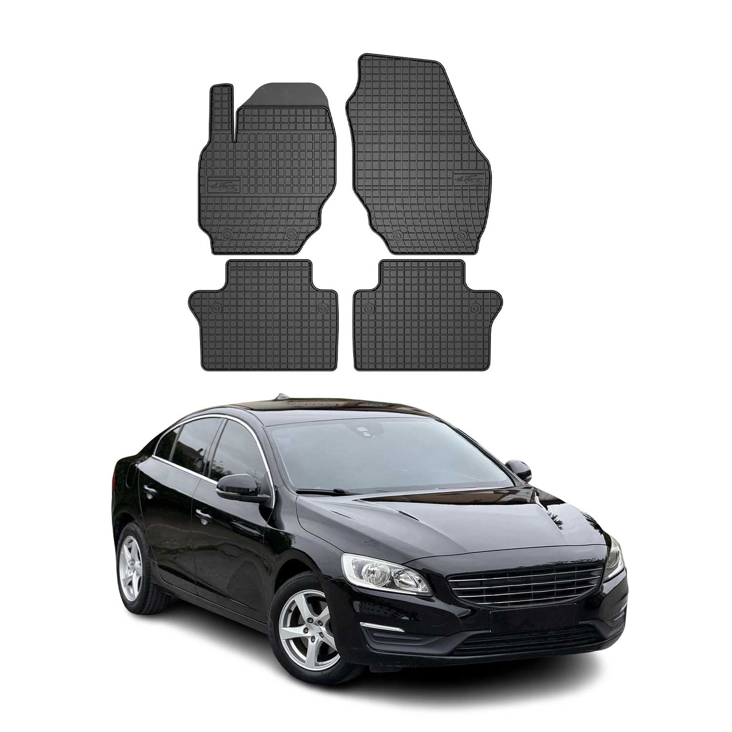 Tapis de Sol pour Volvo S60 II 2010-2018 Caoutchouc Noir 4Pcs