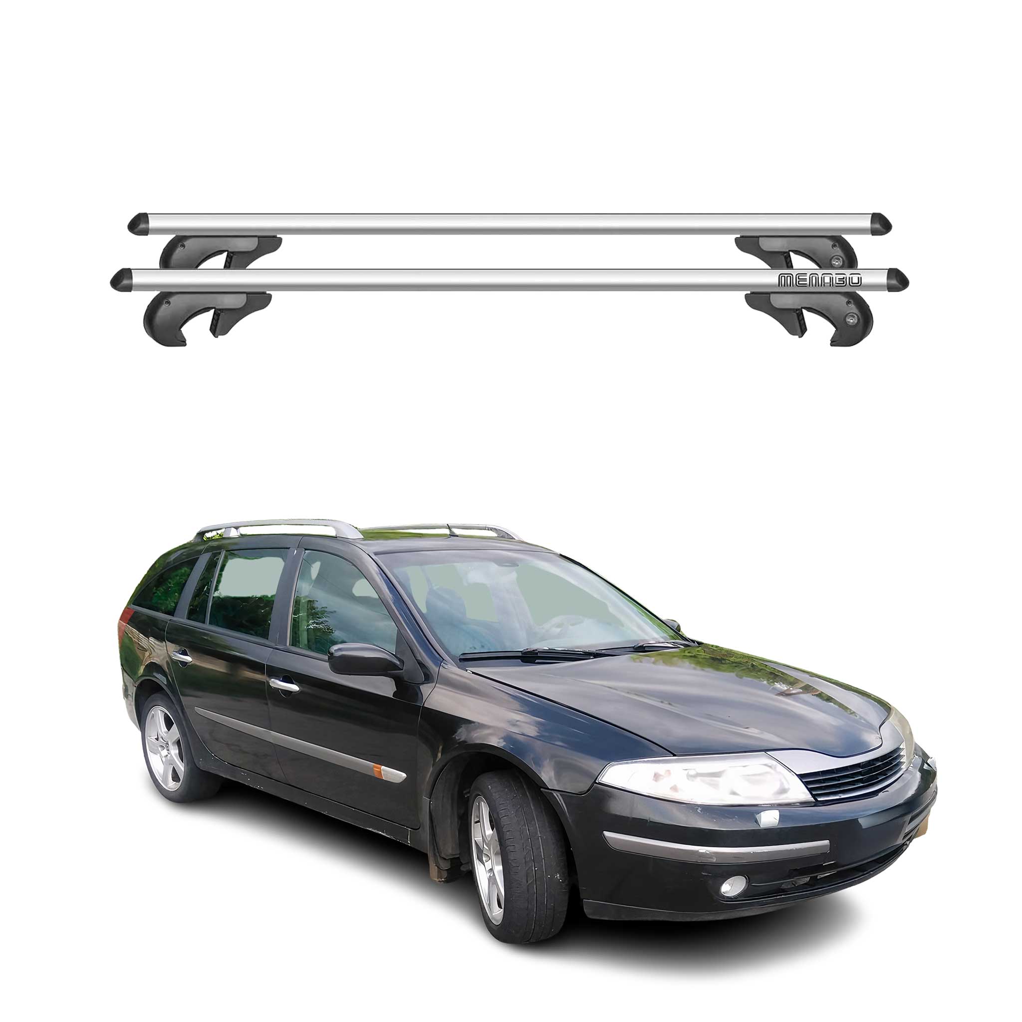 Barres de toit pour Renault Laguna Break 2000-2008 90kg Alu Gris 2x
