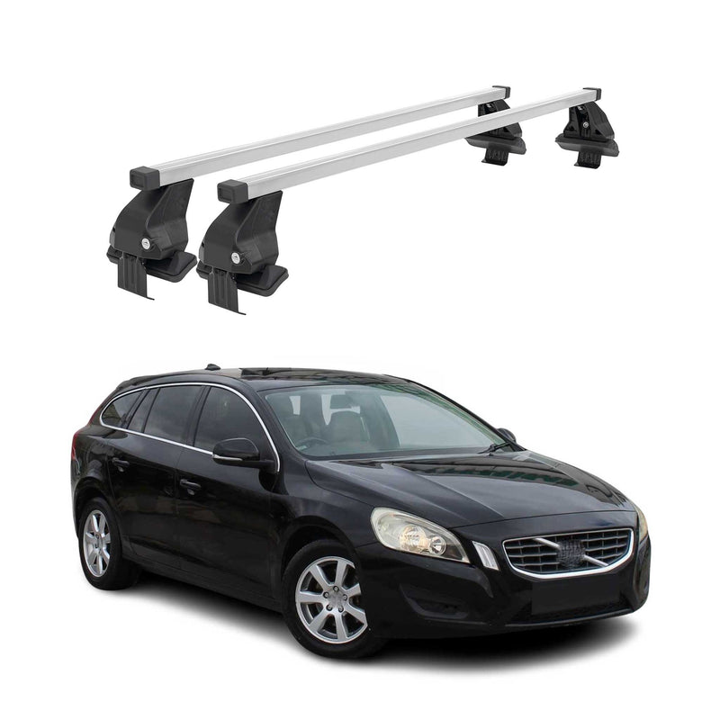 Barres de toit transversales pour Volvo V60 2010-2013 Acier Gris