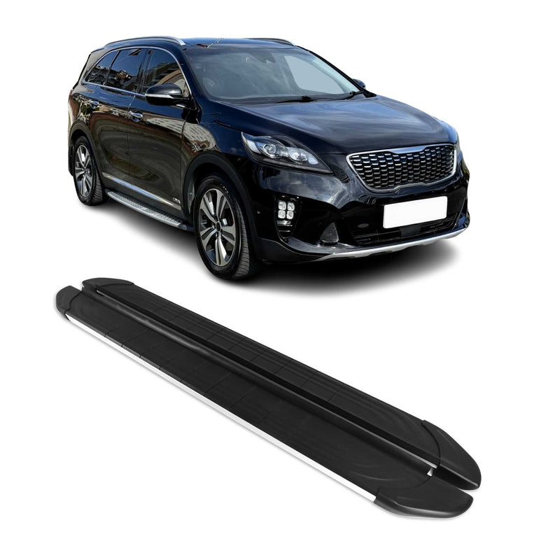 Marchepieds Latéraux pour Kia Sorento 2014-2020 Aluminium Gris Noir 2Pcs