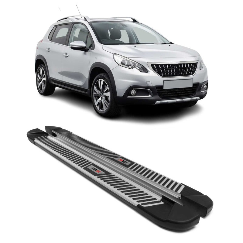 Marchepieds Latéraux pour Peugeot 2008 2017-2019 Noir Gris Aluminium 2Pcs