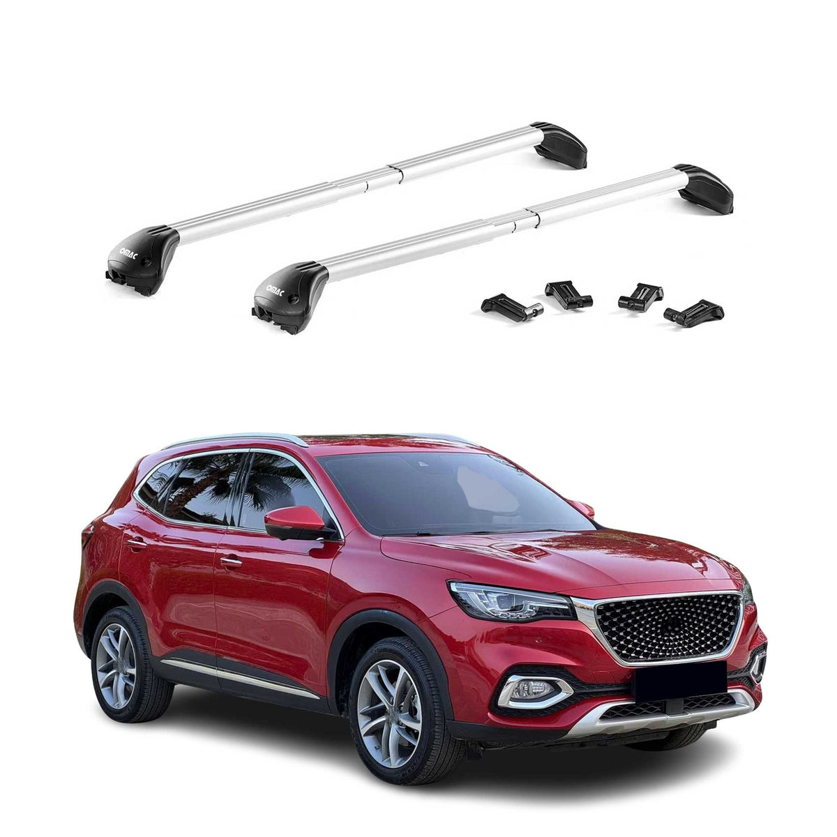 Barres de toit transversales pour MG EHS 2021-2026 Aluminium Gris Argenté 2x ABE