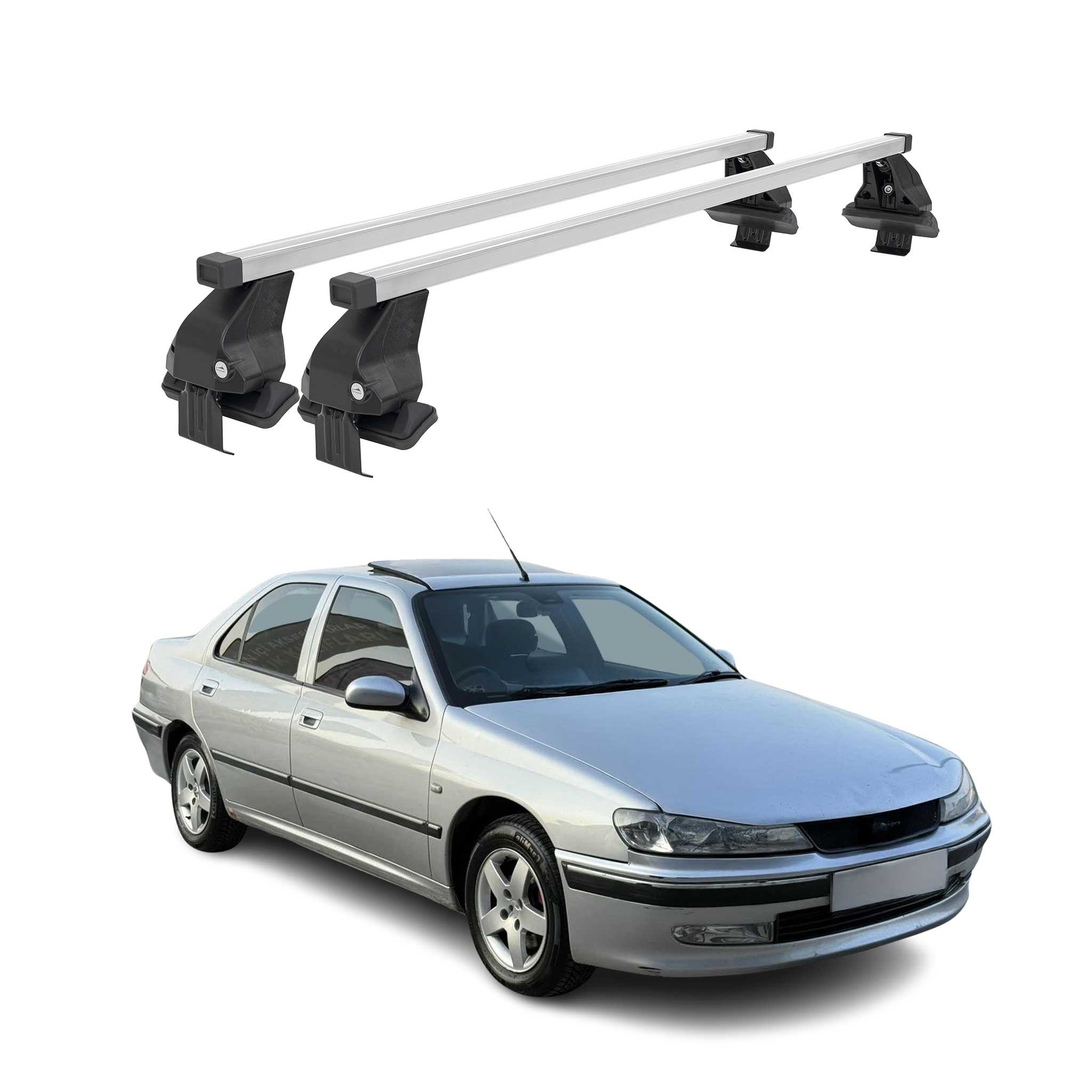Barres de toit transversales pour Peugeot 406 1995-2005 Acier Gris