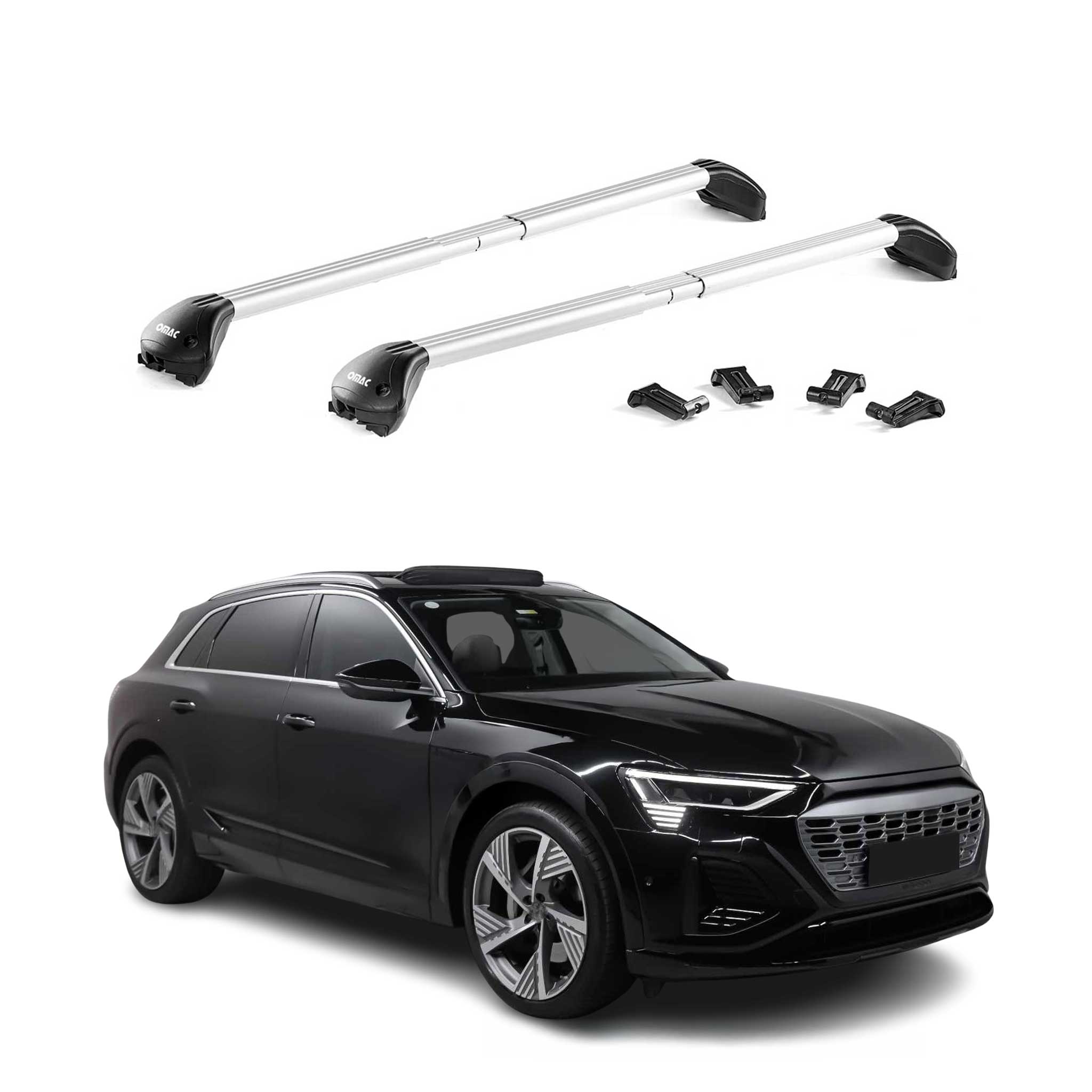 Barres de toit transversales pour Audi E-Tron 2018-2025 Alu Gris Argenté ABE