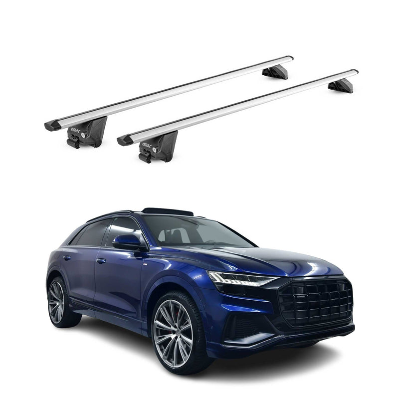 Barres de toit transversales pour Audi Q8 F1 2018-2025 Alu Gris Argenté 2x ABE