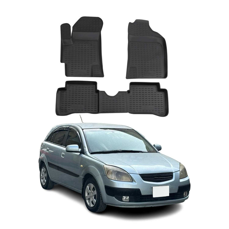 Tapis de sol pour Kia Rio 2005-2011 en caoutchouc TPE 3D Noir 4Pcs