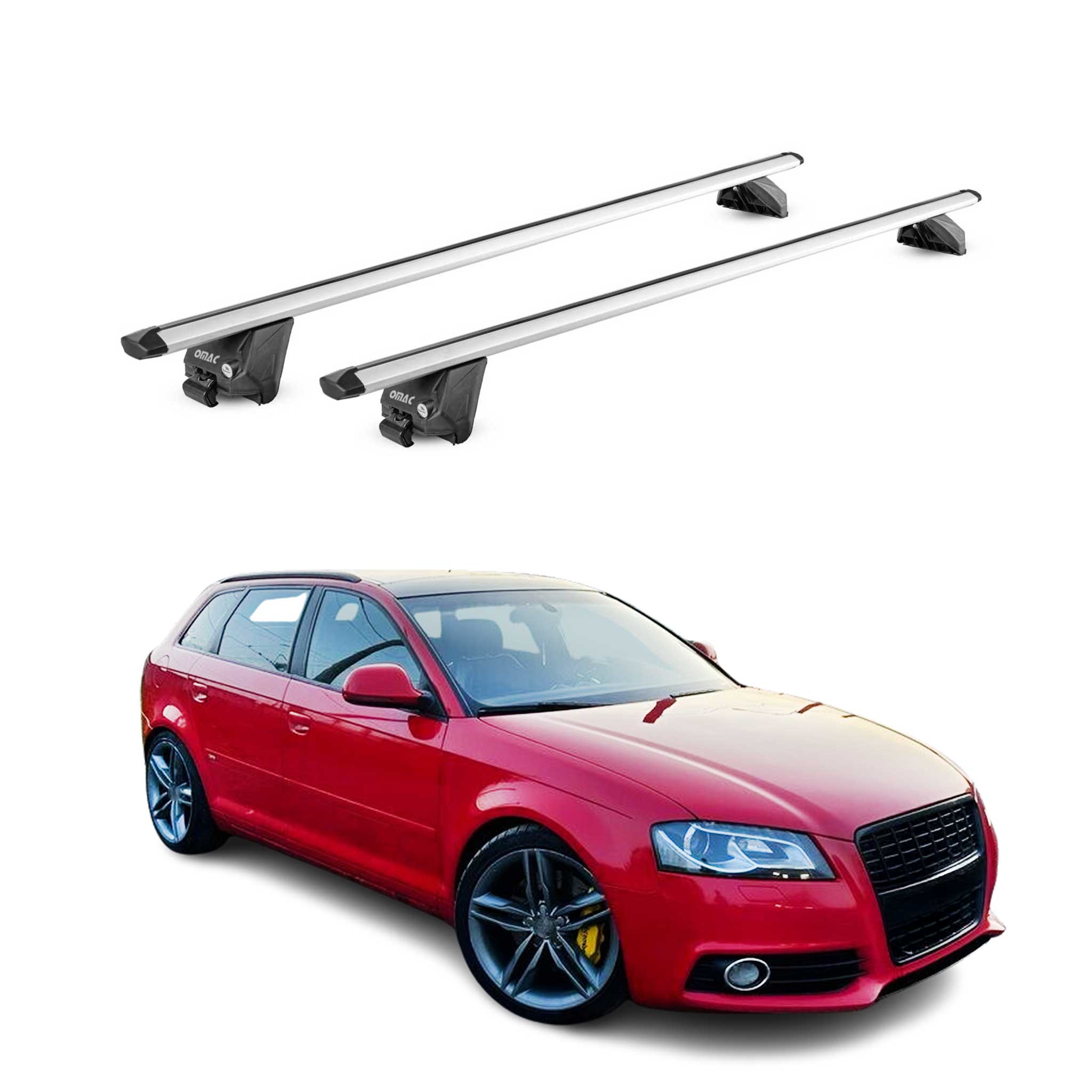 Barres de toit transversales pour Audi A3 Sportback 8P 8V 2004-2020 Alu Gris ABE