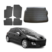 Kit Tapis de sol et coffre pour Peugeot 207 2006-2012 HB TPE Noir