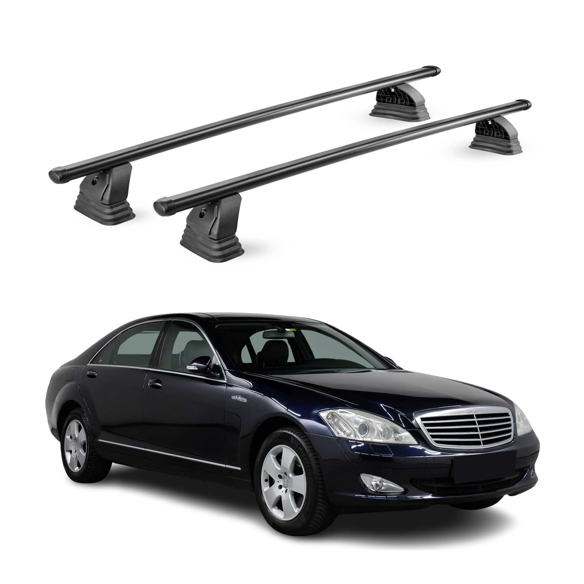 Barres de toit transversales acier pour Mercedes Classe S W221 2006-2013 Noir 2x