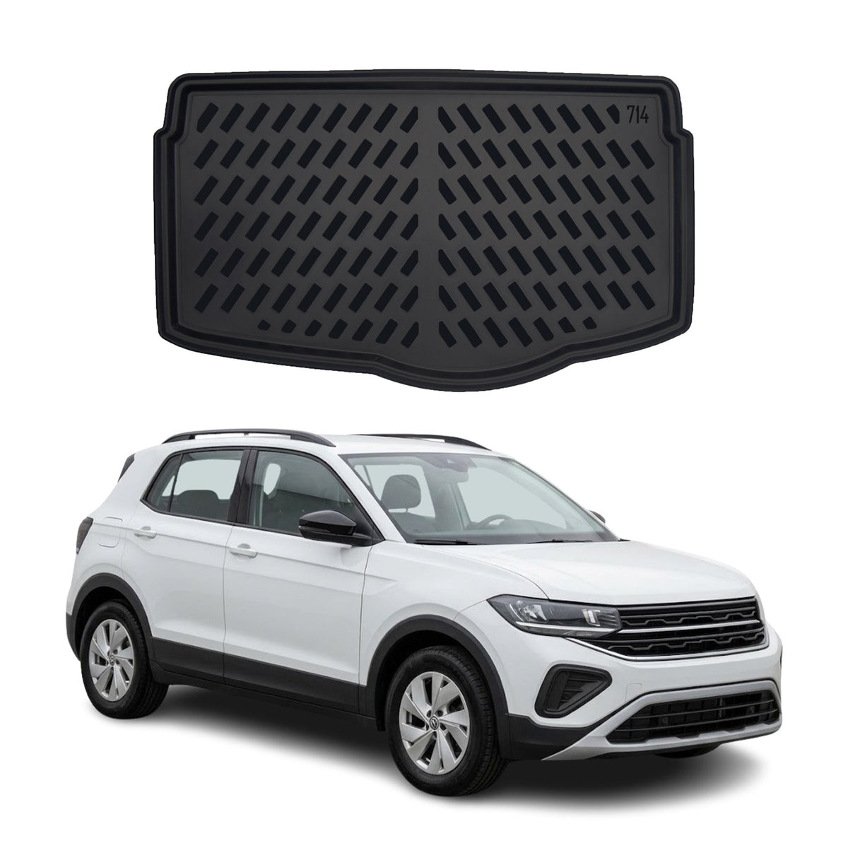 Tapis de coffre Inférieur pour Volkswagen T-Cross 2018-2027 Noir 3D en TPE