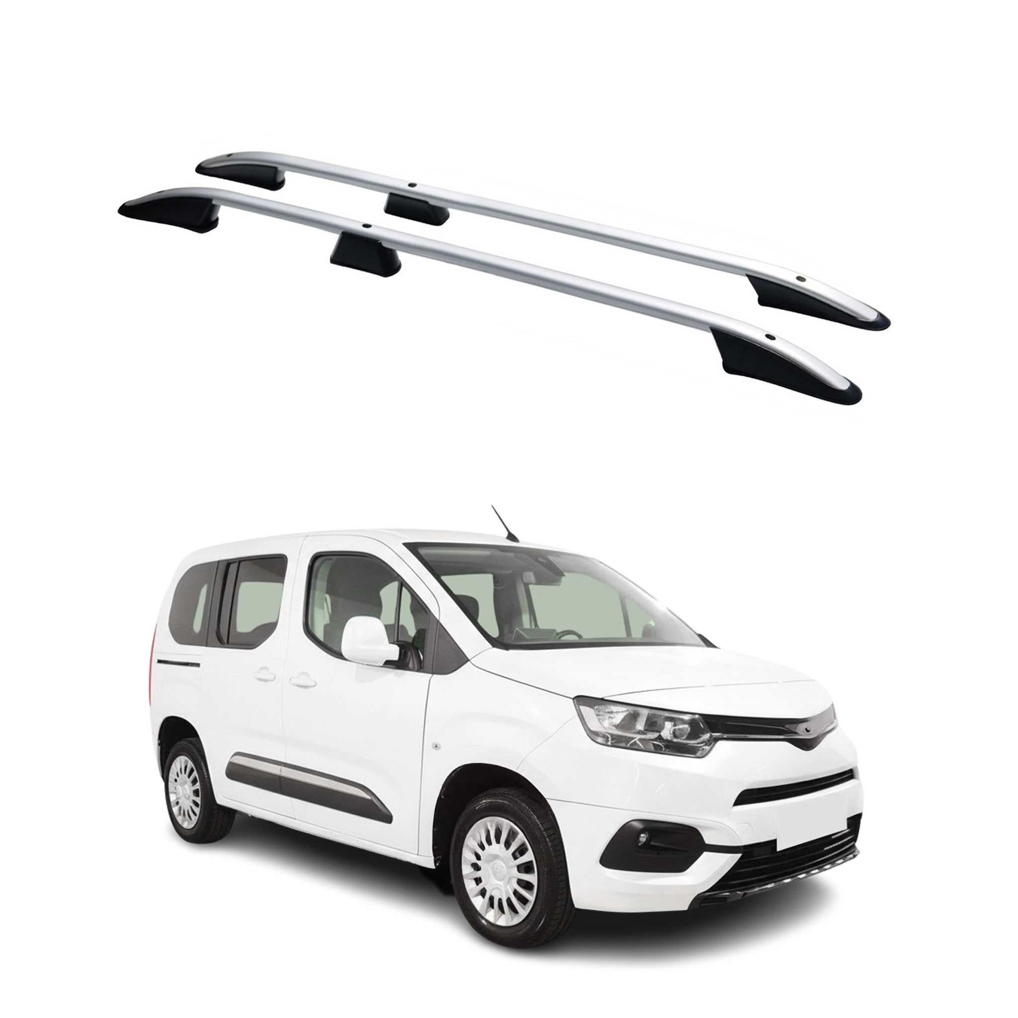 Barres de toit longitudinales pour Toyota Proace City 2019-2026 L1 Alu Gris