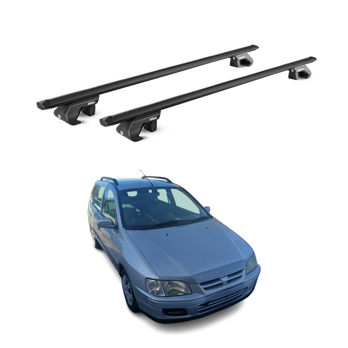 Barres de toit ABE pour Mitsubishi Space Star DG0 1998-2005 5 P Alu Noir 2x