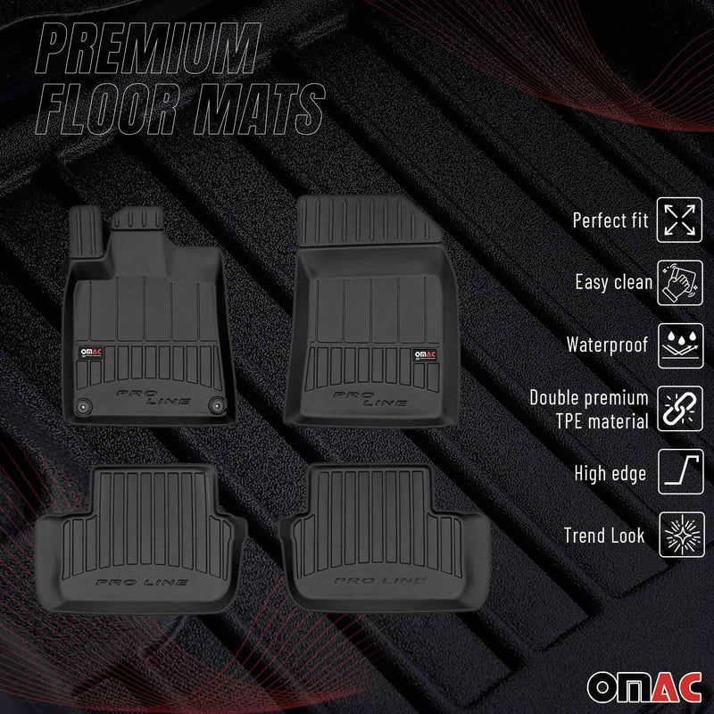 OMAC Tapis de sol caoutchouc pour Peugeot 407 Berline SW 2004-2011 Noir Premium