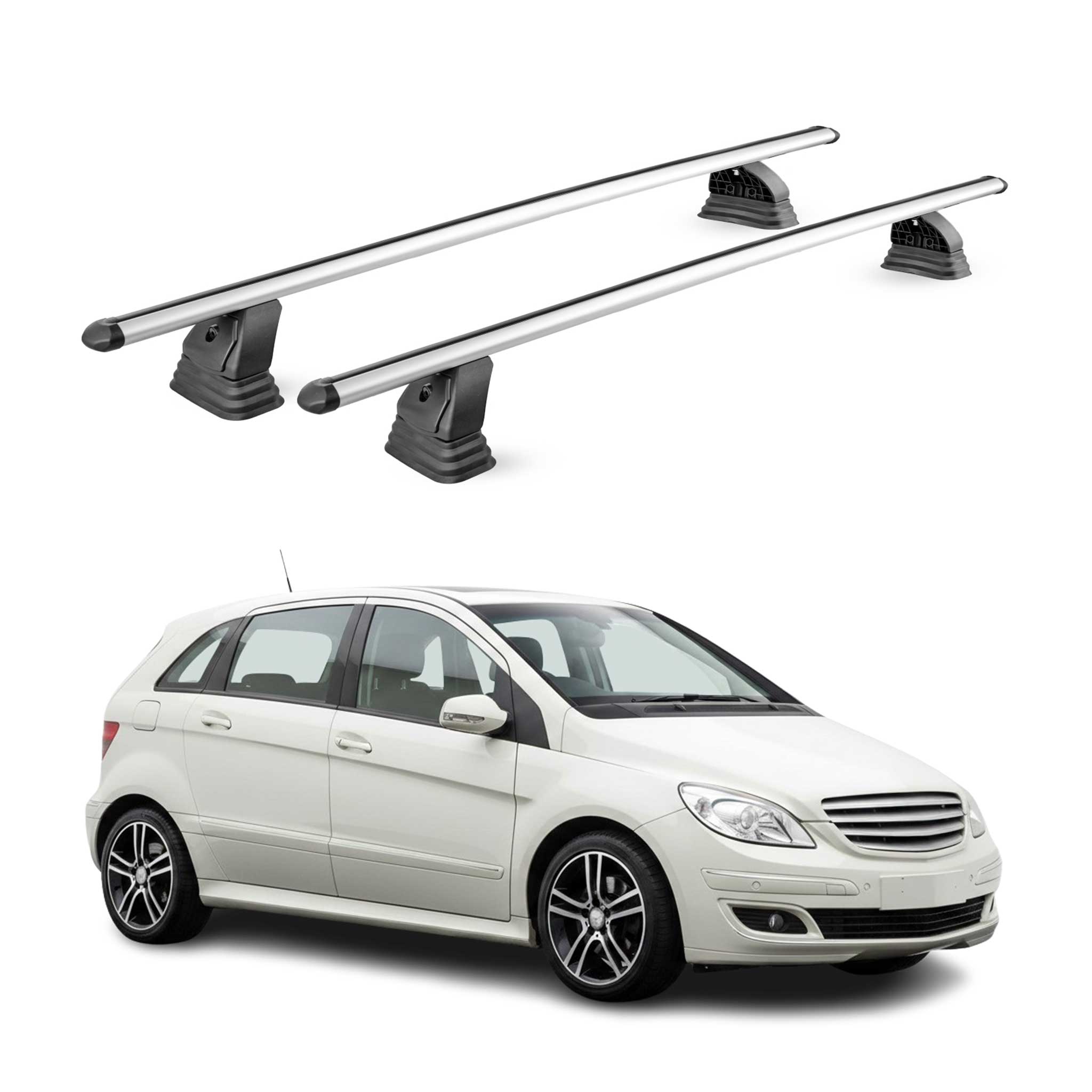 Barres de toit transversales Alu pour Mercedes Classe B W245 2005-2011 Gris 2Pcs