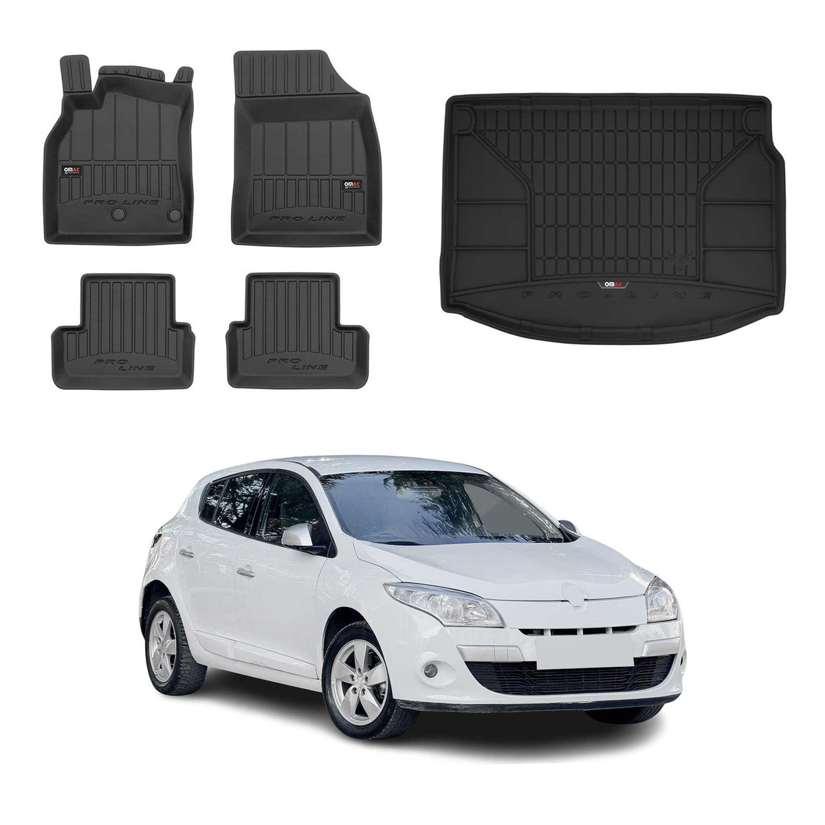 OMAC Kit Tapis de Sol et Coffre pour Renault Megane Coupe 2008-2015