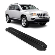 Marchepieds Latéraux pour Jeep Compass 2011-2016 Aluminium Gris Noir 2Pcs