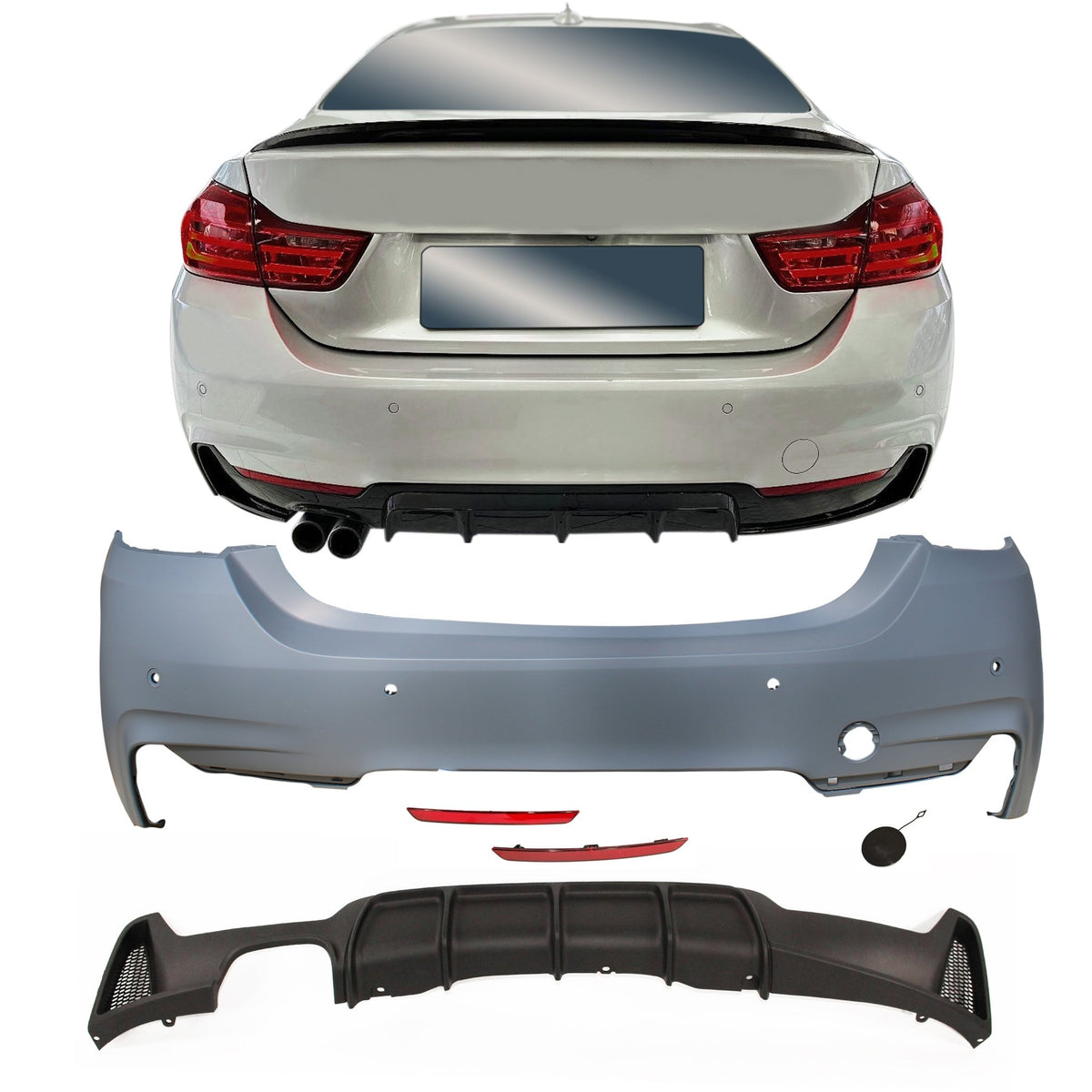 JOM Pare-choc Arrière pour BMW Série 4 F32 F33 MT Sport-Look PDC Polypropylène