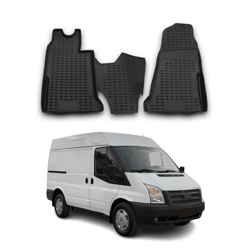 OMAC Tapis de sol pour Ford Transit 2006-2014 sur mesure en caoutchouc Noir
