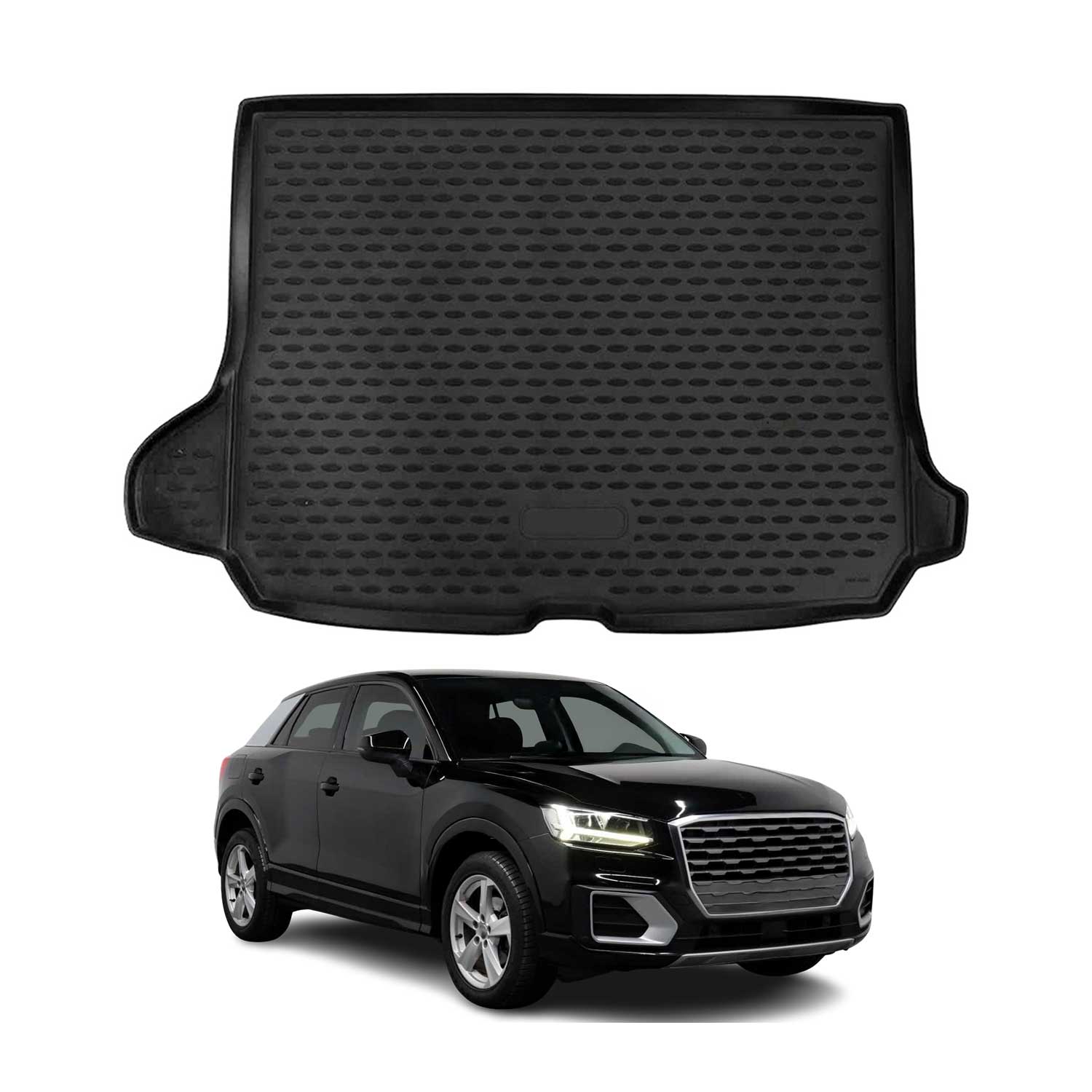 OMAC Tapis de coffre pour Audi Q2 2017-2026 en caoutchouc TPE Noir 1Pcs